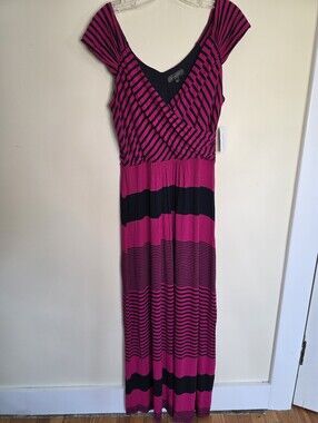 Spense Fuchsia and Black Striped Maxi Dress
